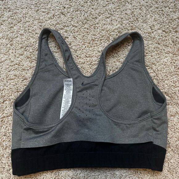 Nike pro sports bra size medium grey black logo - Picture 2 of 3